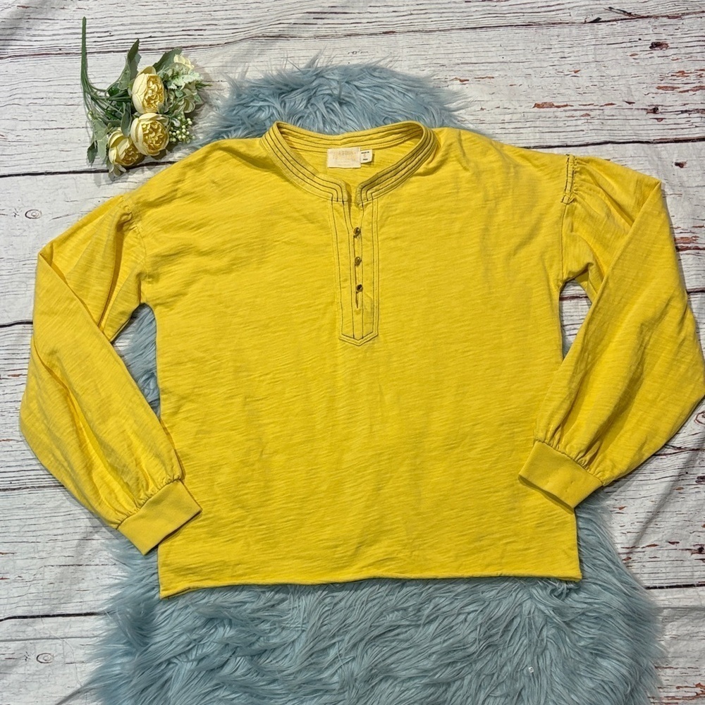 Nation LTD Gisella Yellow Peasant Sleeve Blouse